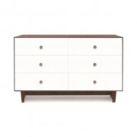 Commode Merlin Rhea 6 tiroirs - Blanc/Noyer